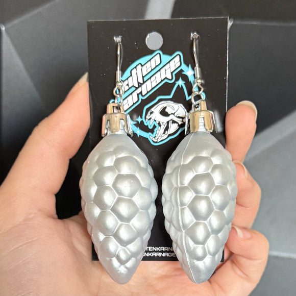 Silver Matte Pine Cone Ornament Christmas Holiday Earrings