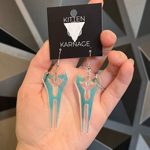 Color Shifting Halo Energy Sword Earrings