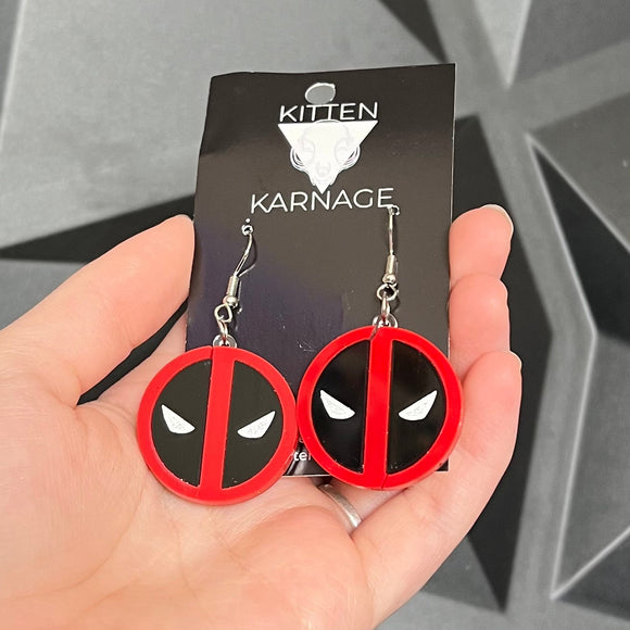 Super Hero Dead Pool Comic Earrings
