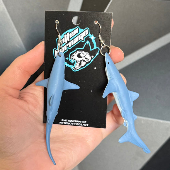 3D Blue Shark Marine Biology Earrings