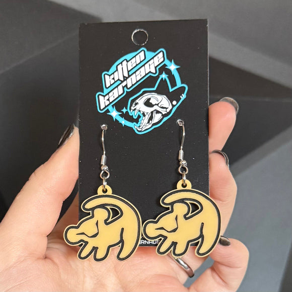 King Lion Cave Painting Movie Cartoon Earrings
