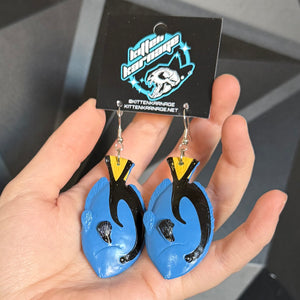 3D Blue Tang Marine Biology Earrings