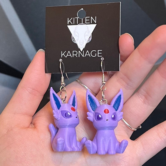 Espeon 3D Printed Poke Monster Earrings