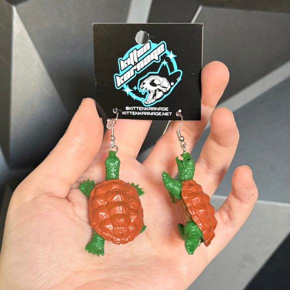 3D Sawback Turtle Reptile Amphibian Earrings