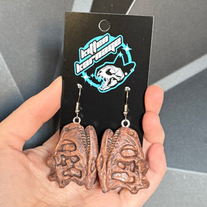 3D Carnotaurus Dinosaur Skull Earrings