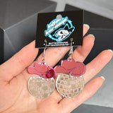 Pink Cowboy Disco Ball Silver Mirror Earrings