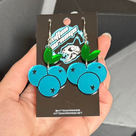 Blueberry Mirror Berry Fruit Food Earrings
