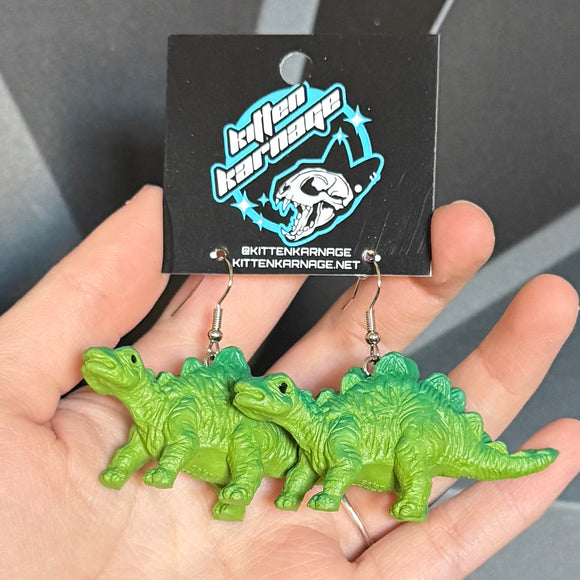 3D Stegosaurus Baby Dinosaur Earrings