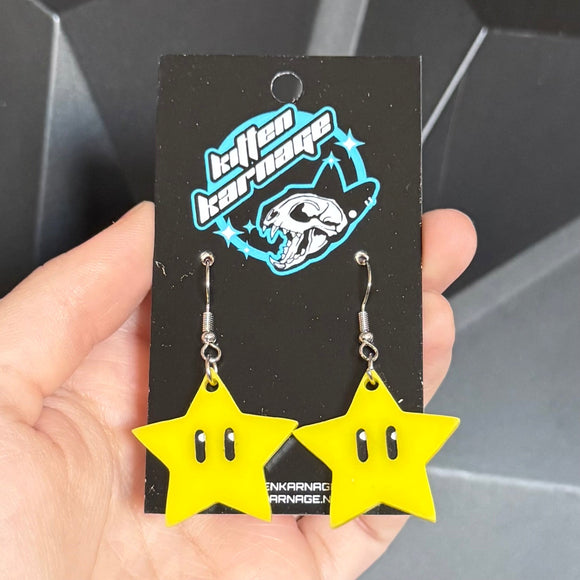 Mario Luigi Brothers Star Earrings