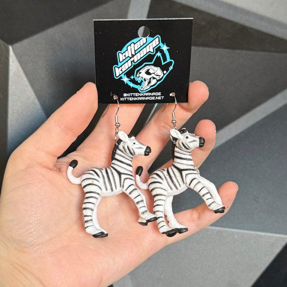 3D Zebra Baby Zoo Animal Earrings