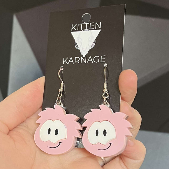 Light Pink Puffle Club Penguin Game Earrings