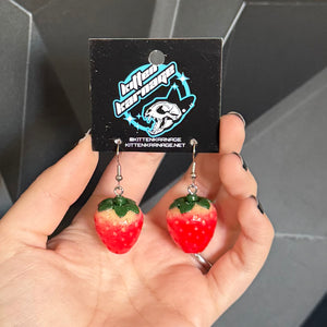 Small 3D Strawberry Earrings