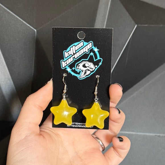 Yellow 3D Rounded Star Earrings