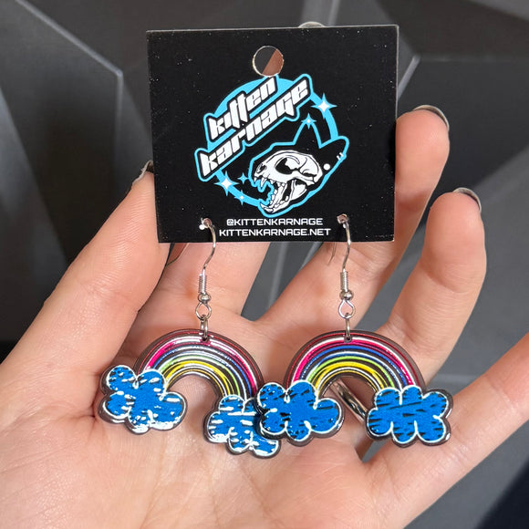 Rainbiw Crayon Cloud Drawing Scribble Earrings