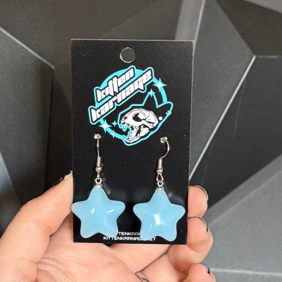 Light Blue 3D Rounded Star Earrings
