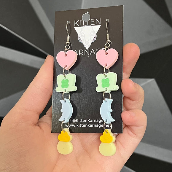 Pastel Stacked Lucky Charm Marshmallow Chain Earrings