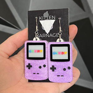 Clear Purple Game Boy Color Video Game Earrings