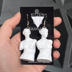 3D Printed Venus de Milo Marble Statue Earrings