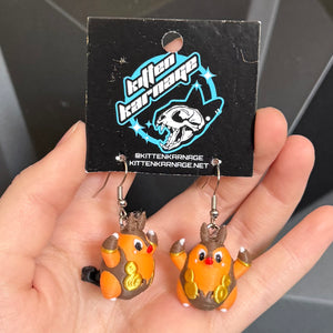 Pignite 3D Printed Nintendo Pokemon Earrings