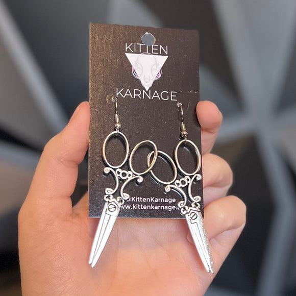 Silver Scissors Hairdresser Seamstress Earrings