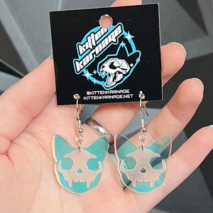 Color Shifting Cat Skull Earrings