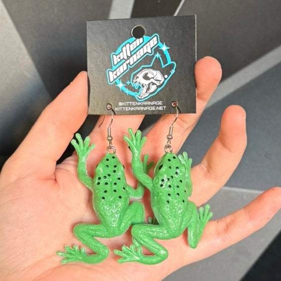 3D Green Tree Frog Reptile Amphibian Earrings