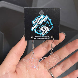 Clear Glitter Star Earrings