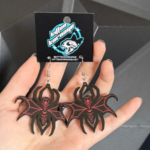 Black and Red Winged Spider Arachnid Insect Bug Earrings
