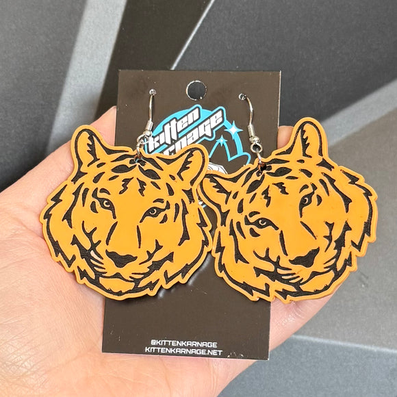 Orange Tiger Head Earrings