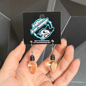 Clear Yellow Christmas Light Bulb Earrings