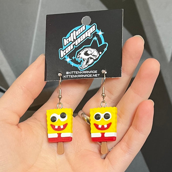 3D Printed Spongebob Popsicle with Gumball Eyes Ice Cream Earrings