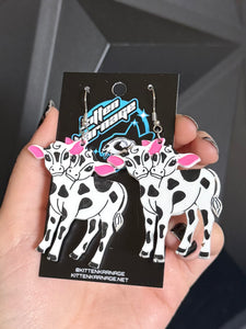 Two Headed Calf Cow Poem Oddities Earrings