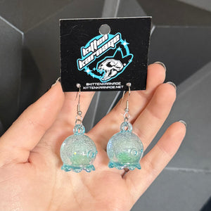 Clear Blue 3D Octopus Earrings