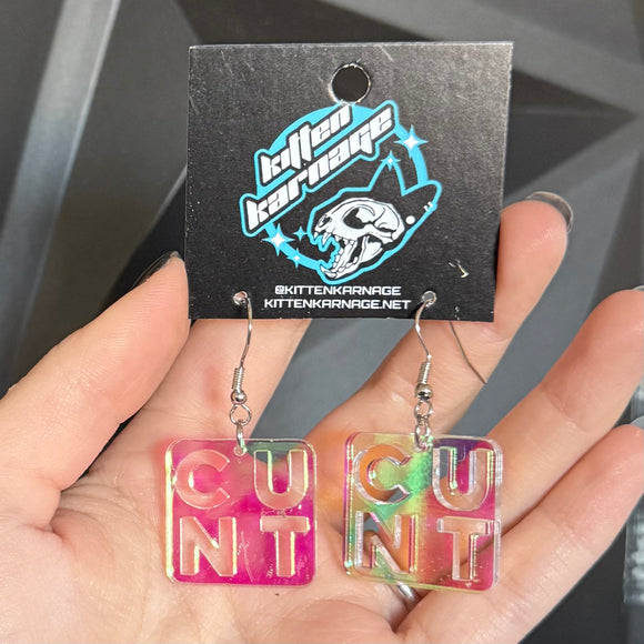 Color Shifting Cunt Square Earrings