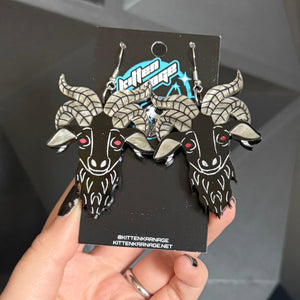 Black and Silver Goat Earrings