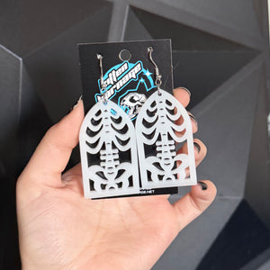 White Ribcage Skeleton Window Earrings
