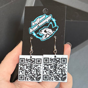 Functional Rick Roll QR Code Earrings