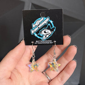Color Shifting 3D Iridescent Faceted Star Earrings