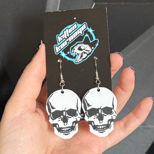 White Realistic Skull Earrings