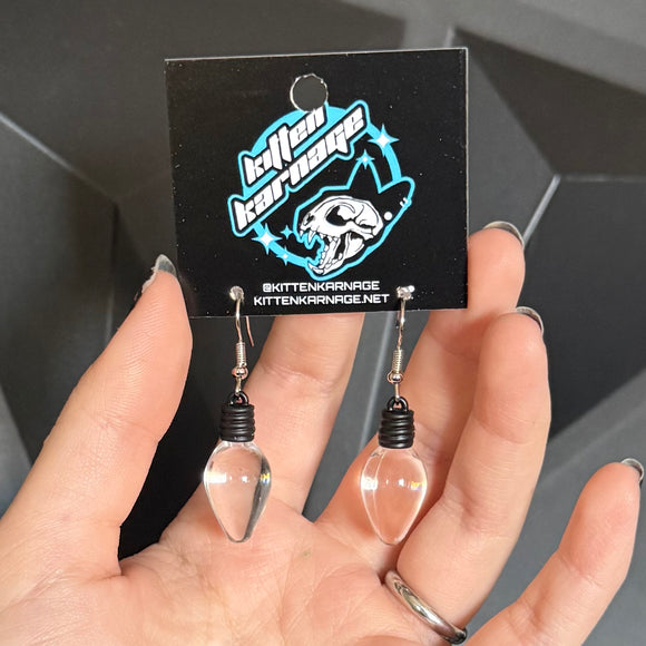 Clear Christmas Light Bulb Earrings