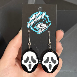 Cute Scream Head Black Ghostface Earrings