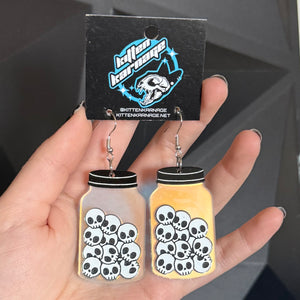 Color Shifting Jar Of Skulls Cartoon Cute Skull Earrings