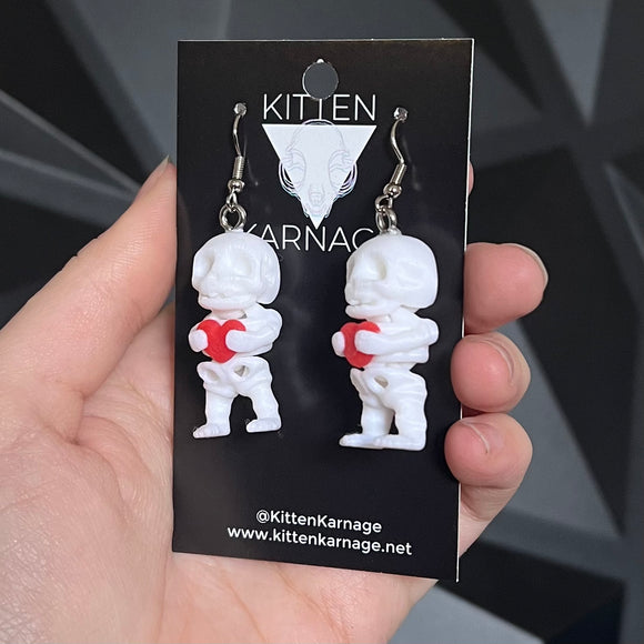 Jointed 3D Printed Skeleton with Heart Earrings