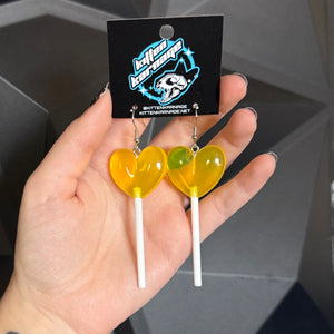 Yellow Heart Lollipop Earrings