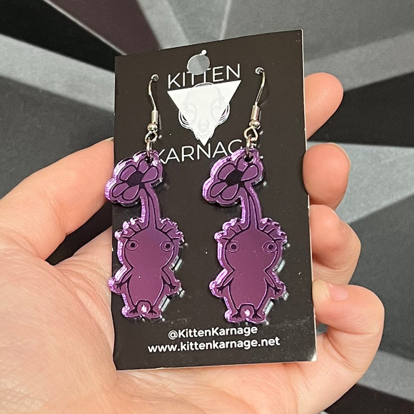 Purple Pikmin Video Game Earrings