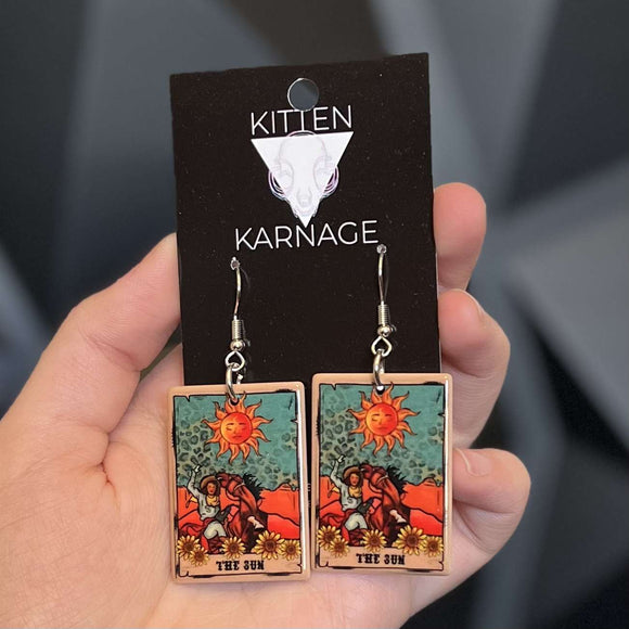 Cowboy The Sun Tarot Card Earrings