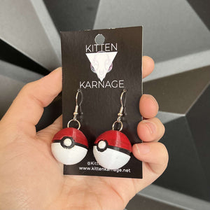 3D Printed Pokemon Pokeball Earrings