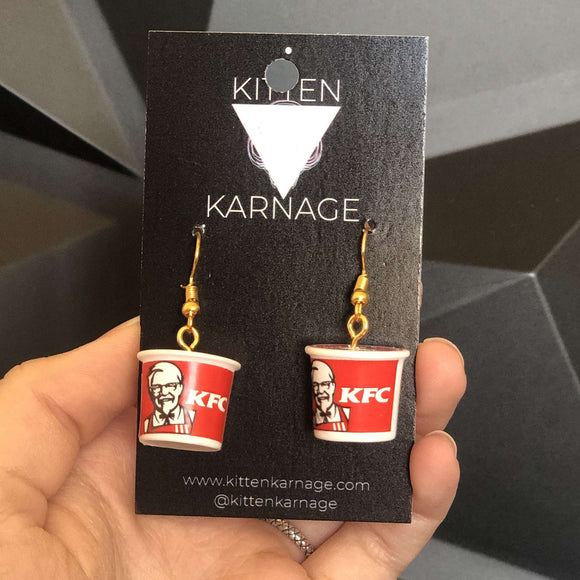 3D Miniature KFC Kentucky Fried Chicken Earrings