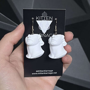 3D Printed Fragmentary Colossal Head of a Youth Marble Statue Earrings