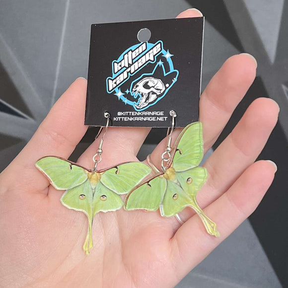 Green Luna Moth Earrings